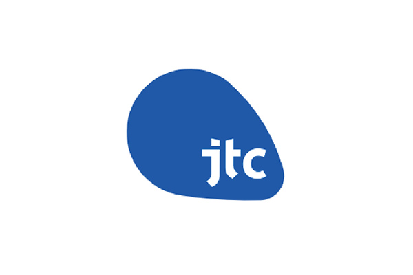 JTC logo with white text on a rounded blue shape.